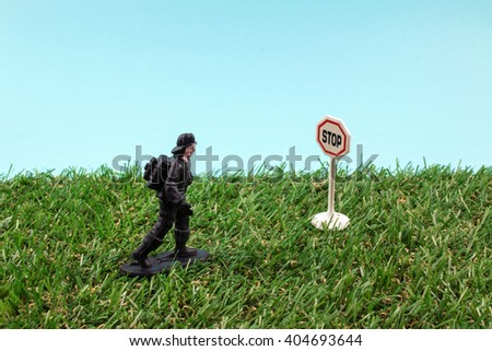 Warning Road Toy Signs on Green Grass