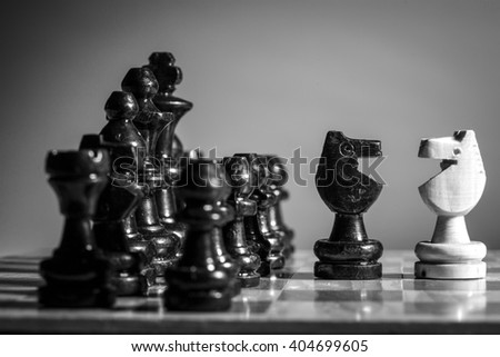 Chess pieces and game board closeup

