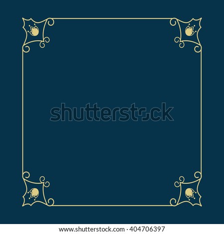Vector vintage thin gold frame for your design. Vintage cover. Place for text.