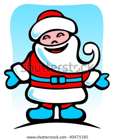 Happy Santa on a blue background. Christmas illustration.