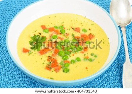 Potato Pumpkin Cream Soup Diet Food. Studio Photo