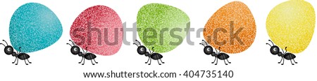 Ants carrying gumdrops
