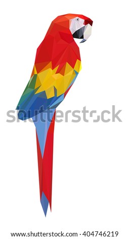 low poly bird. Vector Low Poly, Polygonal. colorful low polygon parrot vector illustration
