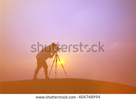 Man Camera Sun Back Lit Looking Concept