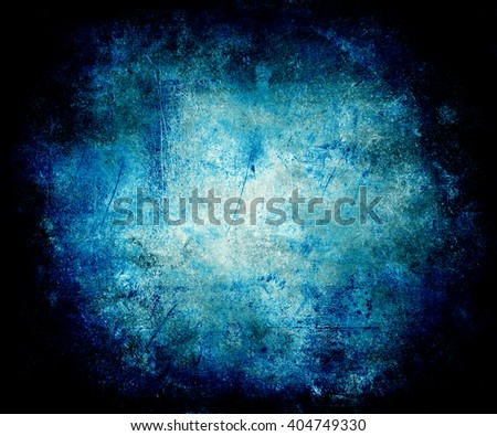  Scratched Vintage Grunge Blue Background With Faded Central Area For Your Text Or Picture