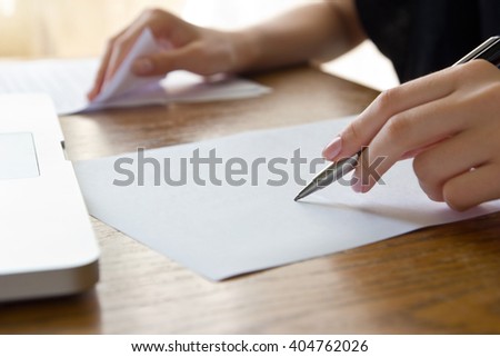 woman working with text Royalty-Free Stock Photo #404762026