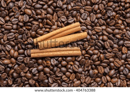 cinnamon sticks and coffee beans background