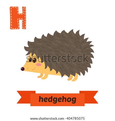 Hedgehog. H letter. Cute children animal alphabet in vector. Funny cartoon animals. Vector illustration