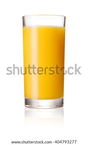 Orange juice glass, isolated on white background Royalty-Free Stock Photo #404793277