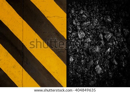 Background of asphalt under construction sign with yellow plate.