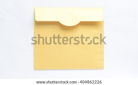 Yellow envelope on white background