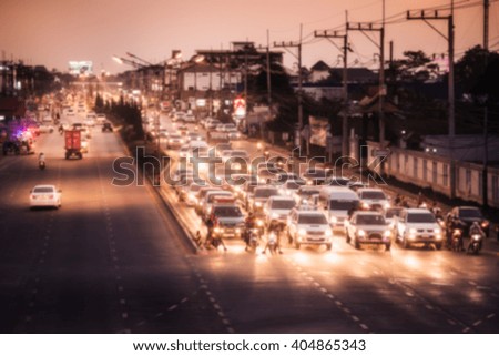 Blur picture, evening road traffic background