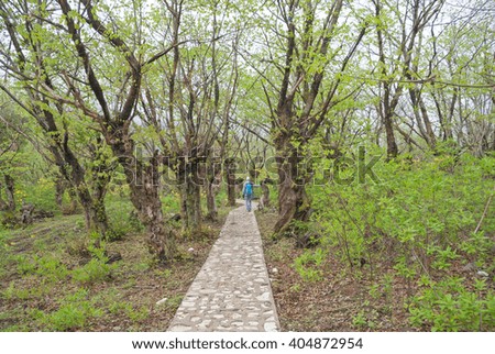 Man walking in the park of Kutaisi, Georgia