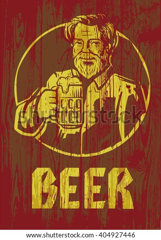 vector color symbol of man with beer