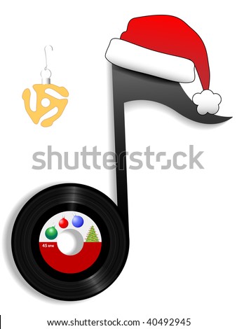 Jingle bell time is a swell time for an oldies record in a santa hat for a classic rock and roll Christmas.