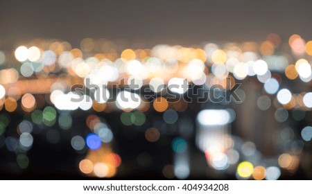 blur bokeh colorful/multicolor light of building and traffic in the Bangkok city in Thailand. abstract background