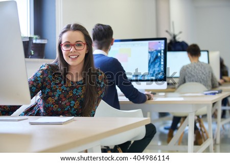 startup business, software developer working on computer at modern office Royalty-Free Stock Photo #404986114
