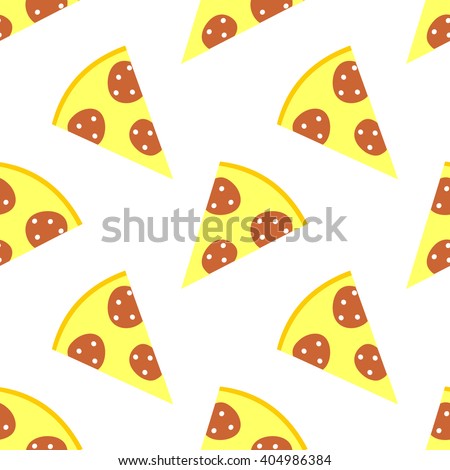 Seamless vector pattern with pizza on the white background. 