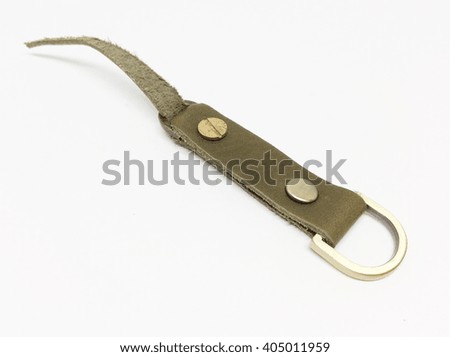 Leather key chain on a white background.