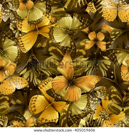 Seamless pattern from butterflies, vector illustration, clip-art