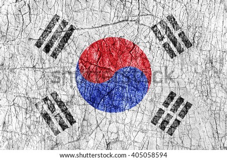 Grudge stone painted South Korea flag