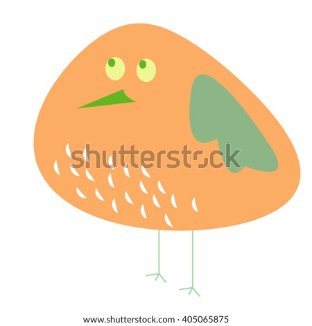 Isolated funny and colorful bird cartoon. Single bird clip art for preschool children books - Eps10 Vector graphics and illustration
