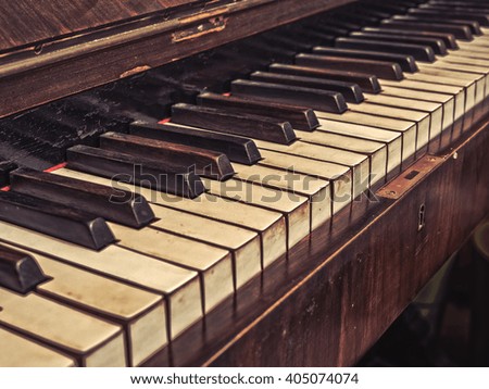 Old, Abandoned Piano Medium Close Up