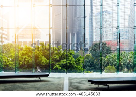 Glass wall in the office building