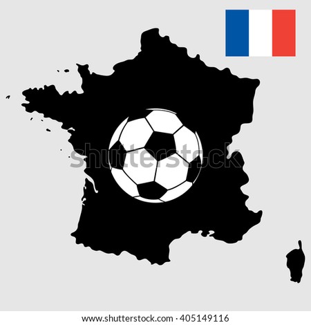 France map with flag and soccer ball