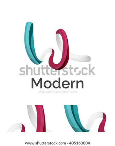 Abstract 3d swirl ribbon logo template with business card corporate identity design. Vector illustration