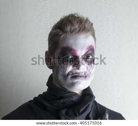 portrait of a man halloween horror make-up emotions