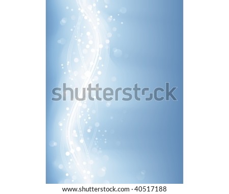 Abstract background in shades of pale blues with blurry light dots and wavy lines. Background made by blend and clipping mask.