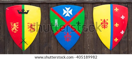 tree shields with banners families medieval families