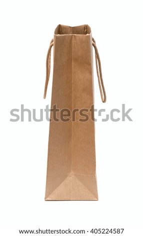 Empty brown paper bag isolated on white background