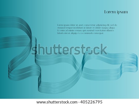 Abstract vector background. Blue abstract ribbon on light blue background
