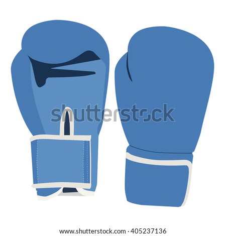 Vector illustration pair of blue boxing gloves isolated on white background. Sport equipment