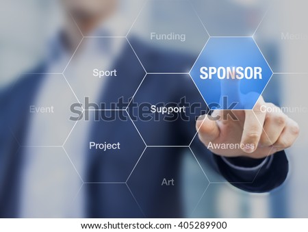 Sponsorship concept on business presentation with sponsor in the background Royalty-Free Stock Photo #405289900