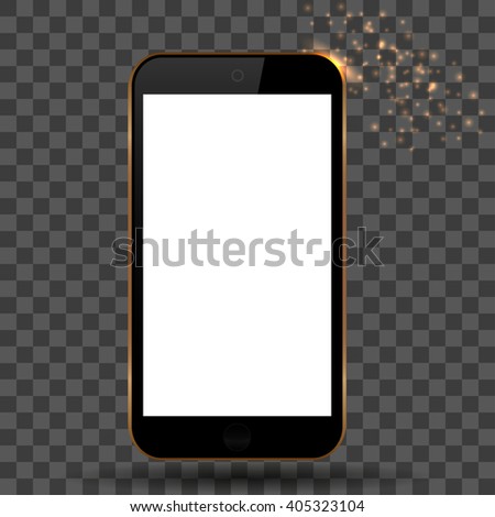 Modern phone with digital design magic gold color.  Modern technology