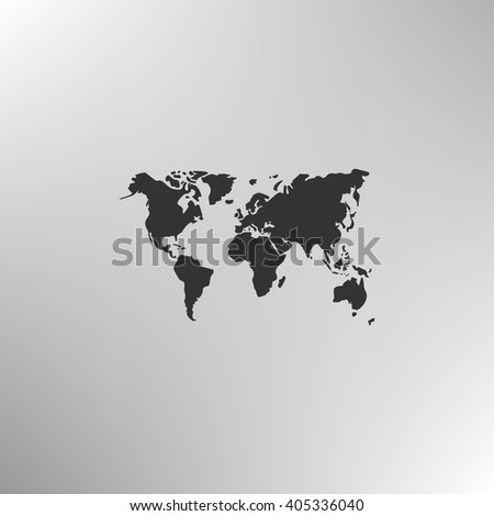 Flat paper cut style icon of World Map. Vector illustration
