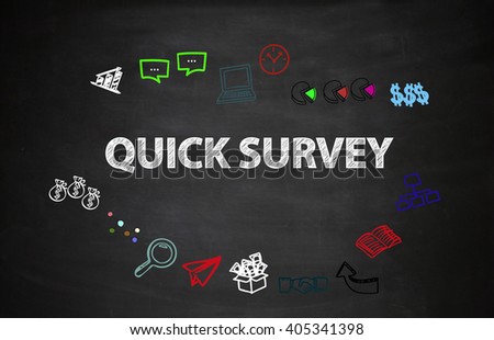 drawing icon cartoon with QUICK SURVEY  text  on black board , business concept , business idea , analysis concept