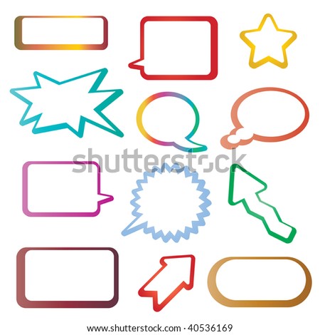 collection of bright tags and speech bubbles isolated on white