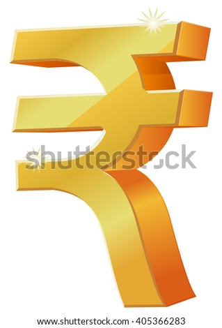 Gold 3D Indian Rupee vector icon