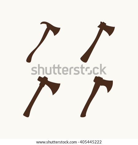 Camping symbols. Axe silhouettes