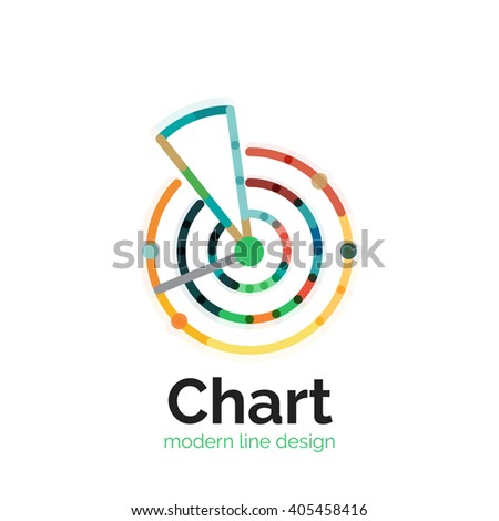 Thin line chart logo design. Graph icon modern colorful flat style. Vector icon
