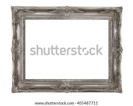 Silver, picture frame, isolated on white background