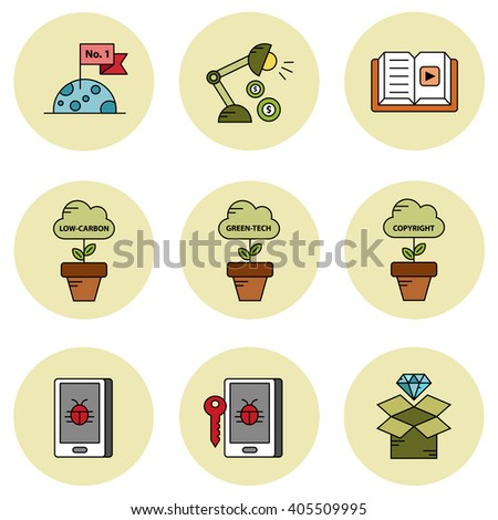 Sustainable business and protection vector icon set 