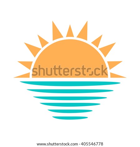 Sun and sea symbol. Vector illustration