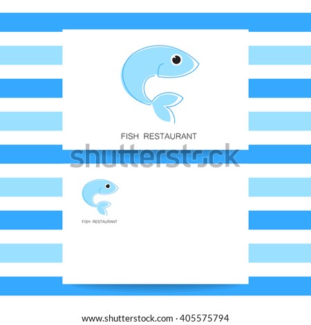 Fish restaurant business card. Seafood identity. Concept design. Vector illustration.