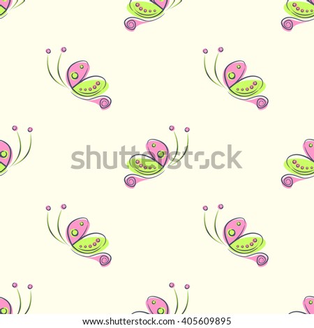 Seamless vector pattern with insect. Decorative ornamental background with butterflies