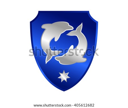 blue silver emblem dolphin fish nautical marine life image animal